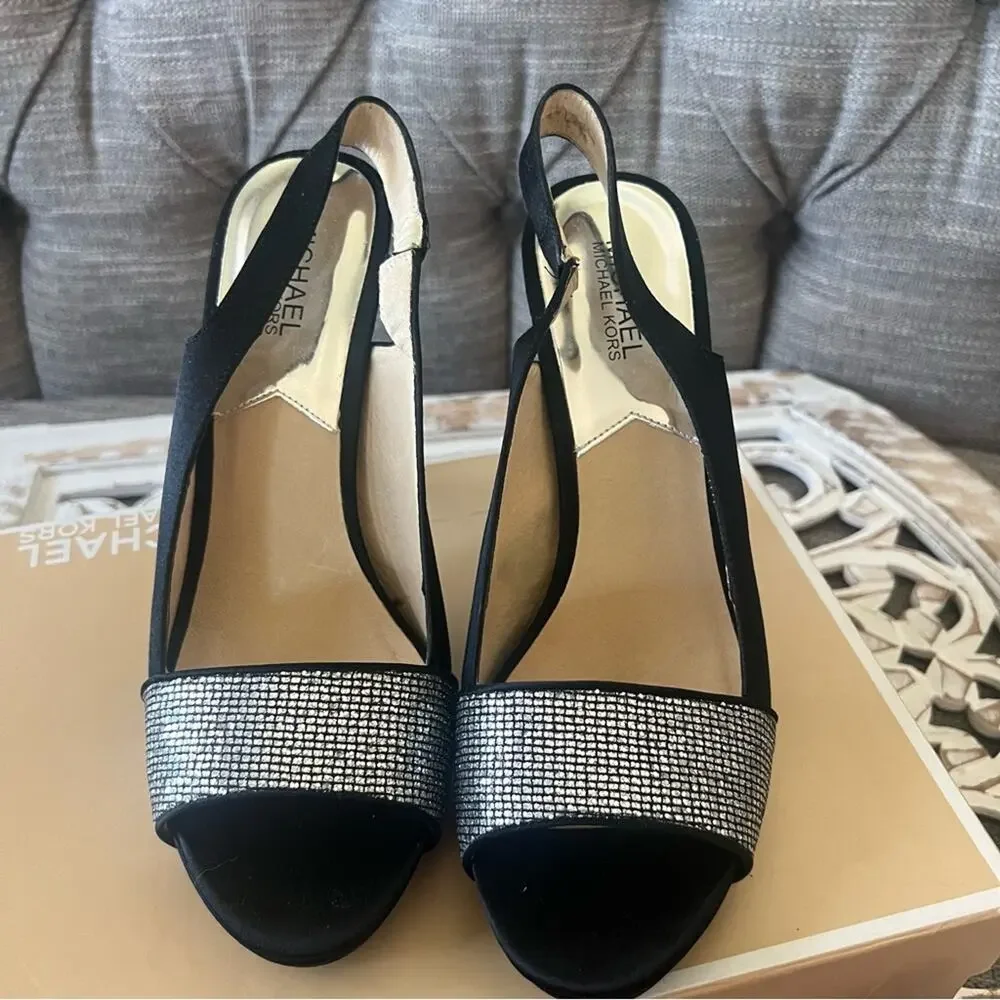 Michael Kors Black Rhinestone Heels Shoes Women’s 10
